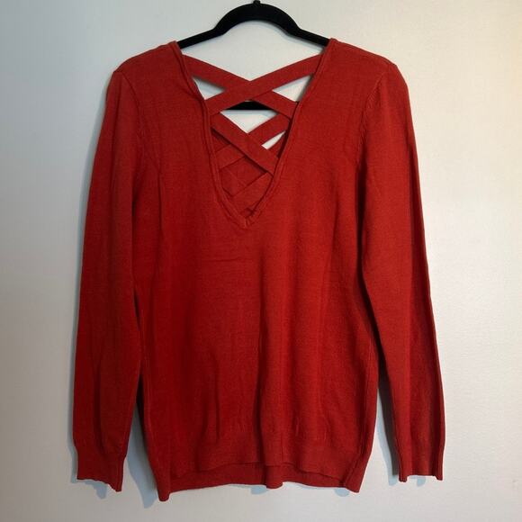 Love Ellie Mia Back Detail Pullover Sweater, Burnt Orange, Women's Medium - Picture 6 of 8